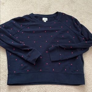 J. Crew Navy Sweatshirt with Red Hearts
